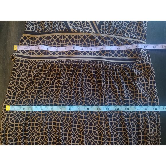 City Triangles Brown Geometric Print Dress | V-Neck Cap Sleeve Stretchy A-Line - Picture 6 of 6